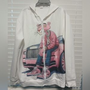 Preowned Clean | White and Pink Graphic  (Pink Panter) Hoodi XL